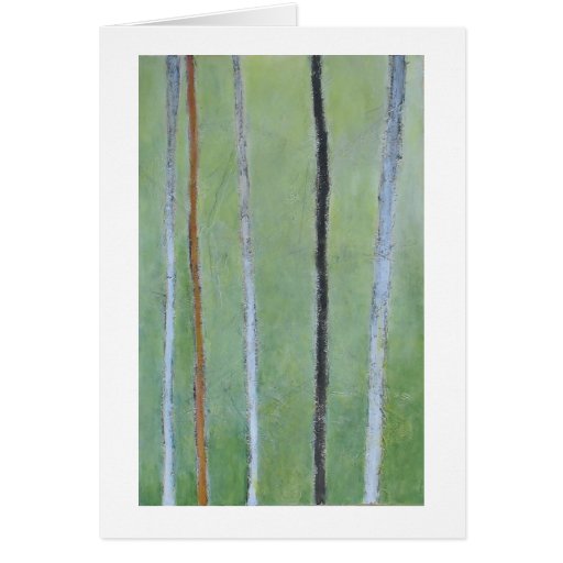 Black & white lines on green abstract painting greeting card