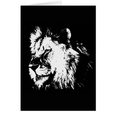 Black &amp; White Lion Greeting Card by made_in_atlantis