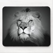 Black & White Lion Mouse Pad