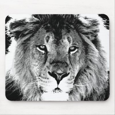 Black & White Lion Mouse Pad by made_in_atlantis