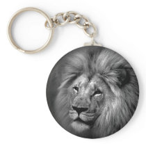 Black & White Lion Photo Keychain