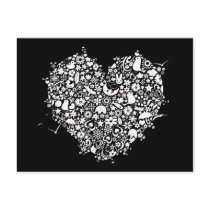 Black White Love Heart Shapes Postcard