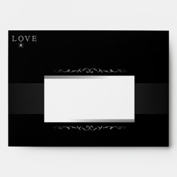 Black & White Love Spider Scroll- Stripes Inside Envelopes by juliea2010 at Zazzle