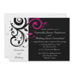 Black/White/Magenta Bold Swirl Wedding Invitations