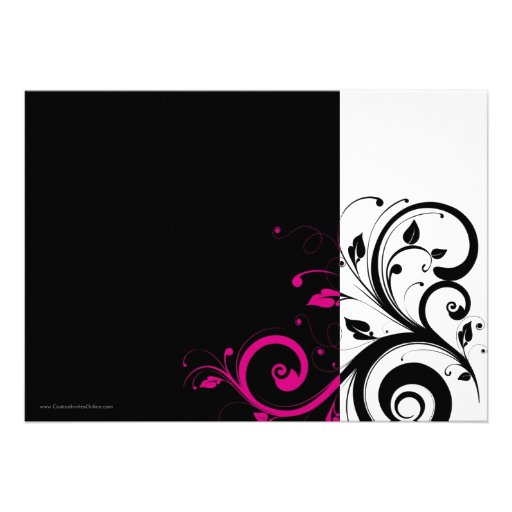 Black/White/Magenta Bold Swirl Wedding Invitations