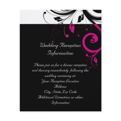 Black White Magenta Reverse Swirl Reception Flyer by CustomInvites