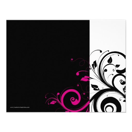 Black, White, Magenta Swirl Bridal Shower/ General Custom Invites