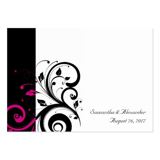 Black, White, Magenta Swirl PlaceCards, Written Business Card Templates