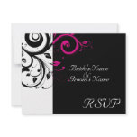 Black +White Magenta Swirl Wedding Matching RSVP Announcement