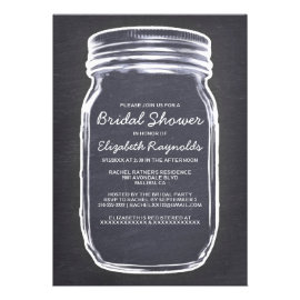 Black & White Mason Jar Bridal Shower Invitations Card