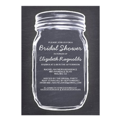 Black & White Mason Jar Bridal Shower Invitations