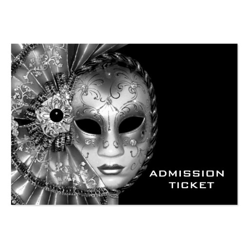 Black White Masquerade Party Admission Tickets Business Cards (front side)