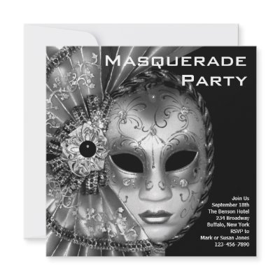 Black White Masquerade Party Personalized Invites by Pure_Elegance