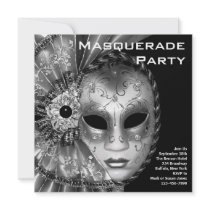 Black White Masquerade Party Personalized Invites