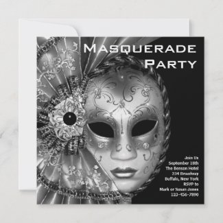 Black White Masquerade Party Personalized Invites