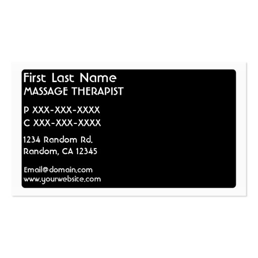 Black white Massage Therapist business cards (back side)