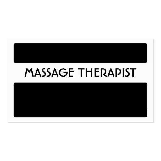 Black white Massage Therapist business cards (front side)