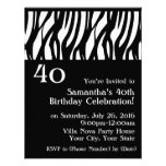Black+White Mod Zebra 40th Party Invitations invitations