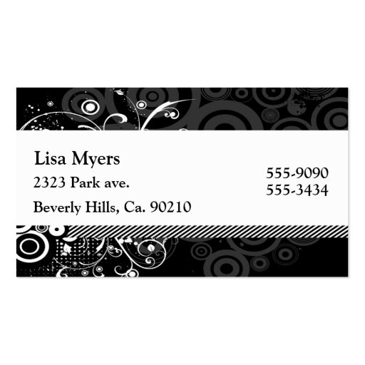 Black & White Modern Dots & Vines Abstract Business Cards