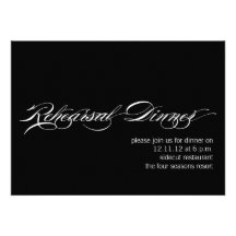 Black White Modern Rehearsal Dinner Invitation