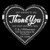 Black White Modern Tribal Thank You Heart stickers