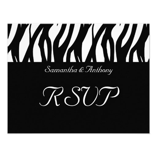 Black/White Modernist Stripe Wedding RSVP Cards Custom Invite (front side)