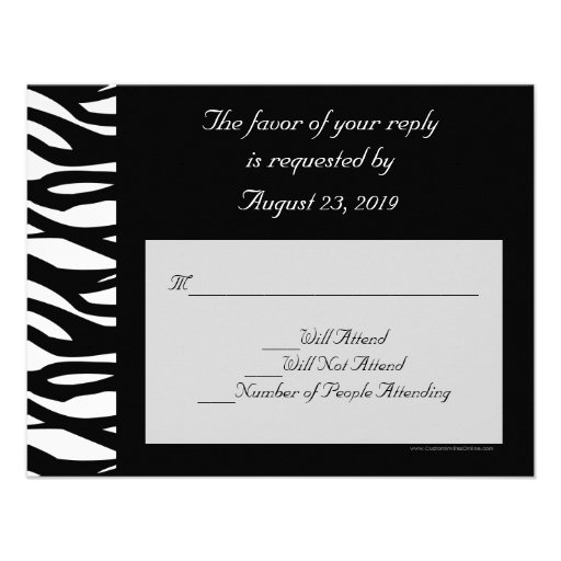 Black/White Modernist Stripe Wedding RSVP Cards Custom Invite