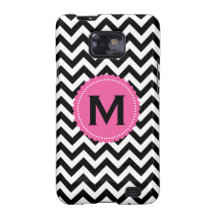 Black White Monogram Chevron Pattern Galaxy S2 Cover