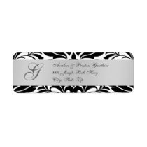 Black & White Monogram Christmas Address Labels