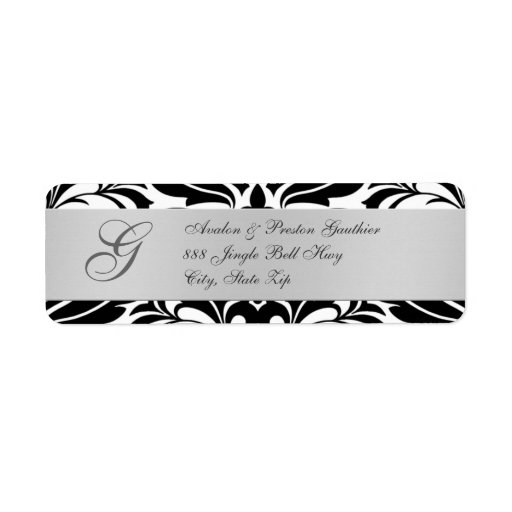 Black & White Monogram Christmas Address Labels