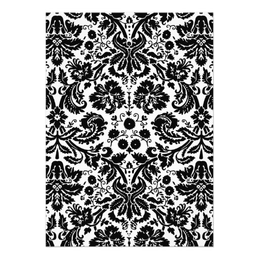 Black & White Monogram Damask Bridal Shower Invite