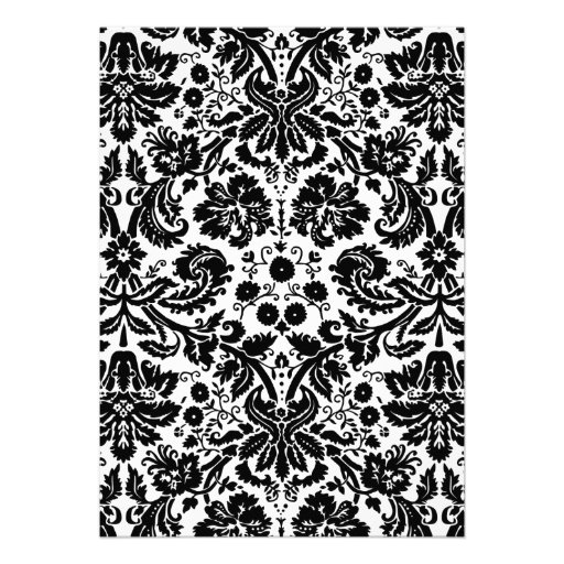 Black & White Monogram Damask Wedding Invitations