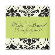 Black + White Monogram Damask Wedding, Magnets by Classic_Events Black + White Monogram Damask Wedding, Magnets