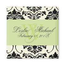Black + White Monogram Damask Wedding, Magnets by Classic_Events Black + White Monogram Damask Wedding, Magnets
