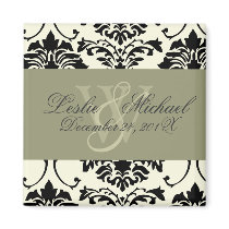 Black + White Monogram Damask Wedding, Magnets by Classic_Events Black + White Monogram Damask Wedding, Magnets