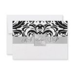 Black & White Monogram Half Damask RSVP Invitation