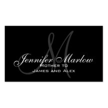 Black White Monogram Mommy Calling Card Business Card Templates