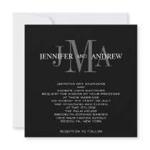 Black White Monogram Names Wedding Invitations