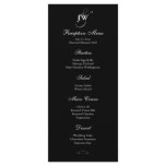 Black & White Monogram Reception Menu Full Color Rack Card