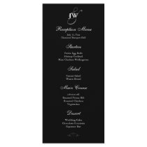 Black & White Monogram Reception Menu Full Color Rack Card