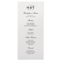 Black & White Monogram Reception Menu Customized Rack Card
