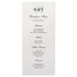 Black & White Monogram Reception Menu rack cards