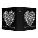 Black White Monogram Wedding Heart Binder