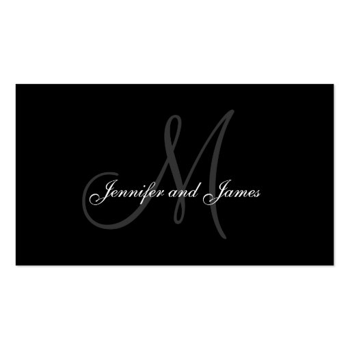 Black White Monogram Wedding Place Cards Business Card (back side)