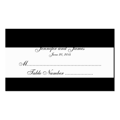 Black White Monogram Wedding Place Cards Business Card (front side)