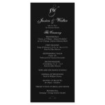 Black &amp; White Monogram Wedding Program Custom Rack Cards