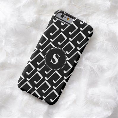 Black white monogrammed music notes barely there iPhone 6 case