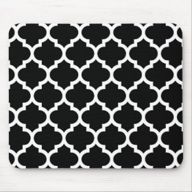 Black White Moroccan Quatrefoil Pattern #5 Mouse Pad