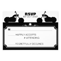Black & White Motorcycle Biker Silhouette rsvp Invite