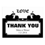 Black White Motorcycle Biker Silhouette Thank You Postcard